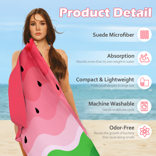 Watermelon Beach Towel for Women Girls 35"x70" - Quick Dry Lightweight Soft Microfiber Towels - Perfect for Beach Pool Swim Bath Camping Picnic Yoga