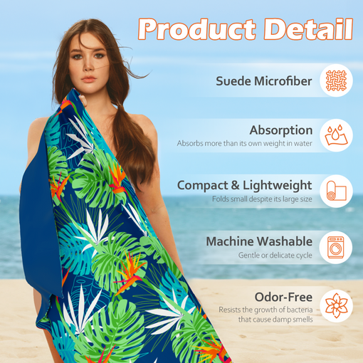 Beach Towel for Women 35"x70" - Quick Dry Lightweight Soft Microfiber Beach Towels for Adult - Perfect for Beach Pool Swim Bath Travel Camping Picnic Yoga