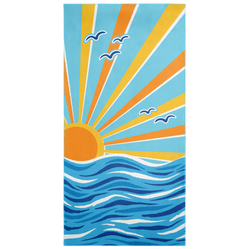 Microfiber Beach Towel for Men Women with Sun Design - 35x70 Inches Lightweight Soft Towels - Perfect for Beach Pool Swim Bath Camping Picnic