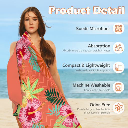 Summer Tropical Beach Towel for Women Girls 35"x70" - Quick Dry Lightweight Microfiber Beach Towels for Adult - Perfect for Beach Pool Swim Bath Camping Picnic Yoga