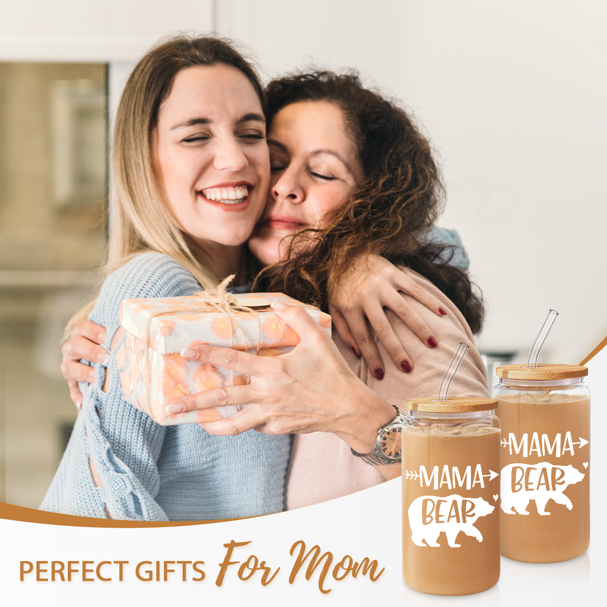 Mama Bear GlassGlow | Glass Tumbler with Bamboo Lid 16oz