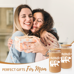 Mama Bear GlassGlow | Glass Tumbler with Bamboo Lid 16oz