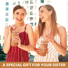 Sister GlassGlow | Glass Tumbler with Bamboo Lid 16oz
