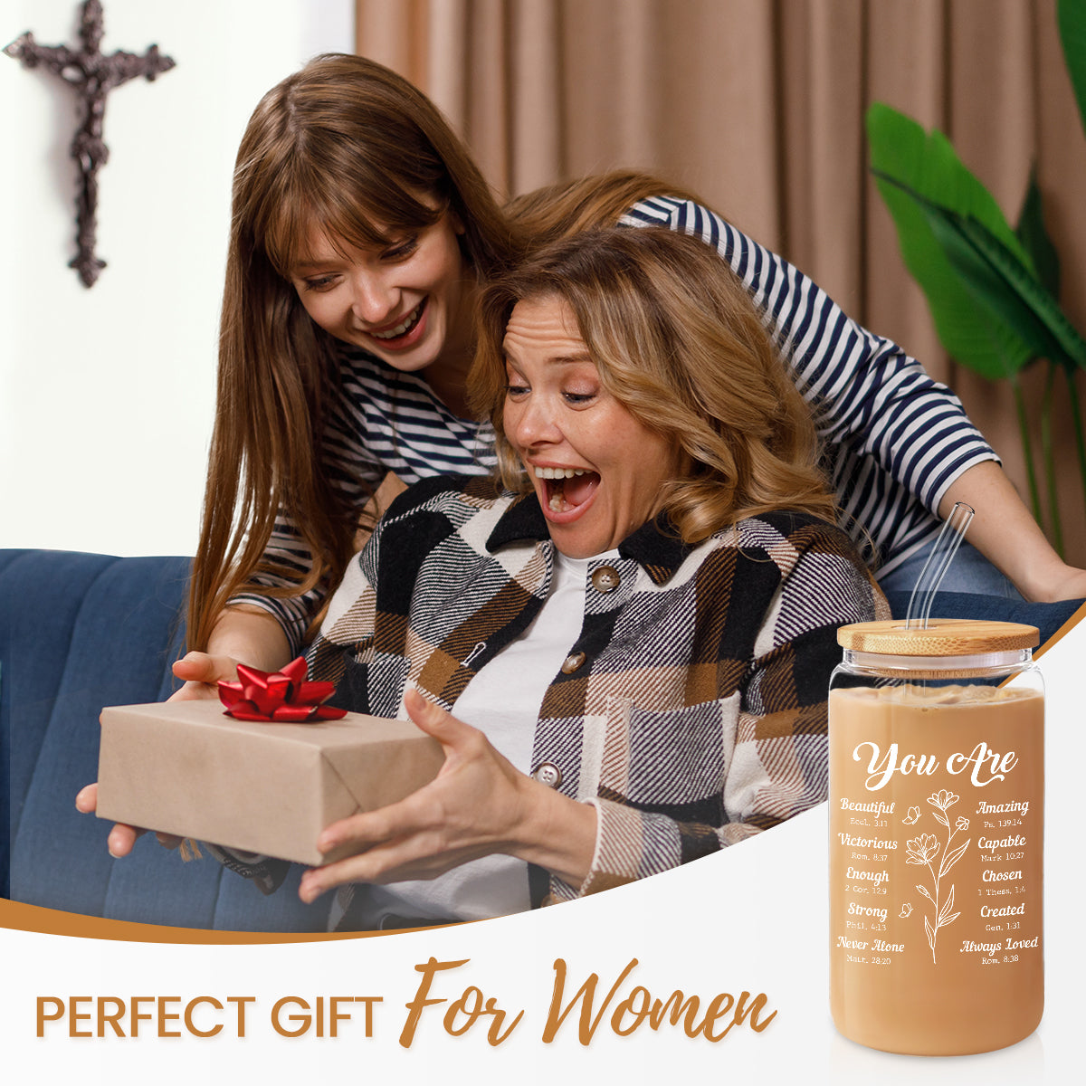 Christian GlassGlow | Glass Tumbler with Bamboo Lid 16oz