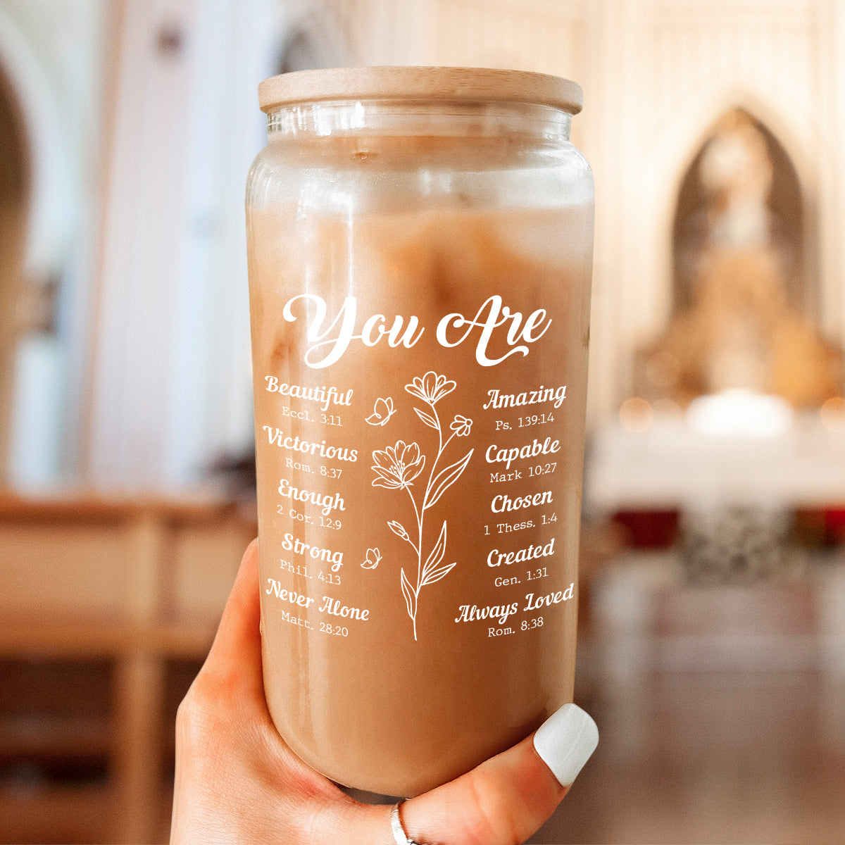 Christian GlassGlow | Glass Tumbler with Bamboo Lid 16oz