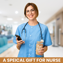 Nurse Cup 16 Oz Glass Can with Bamboo Lid and Straw - Nurse Appreciation Gifts on Birthday