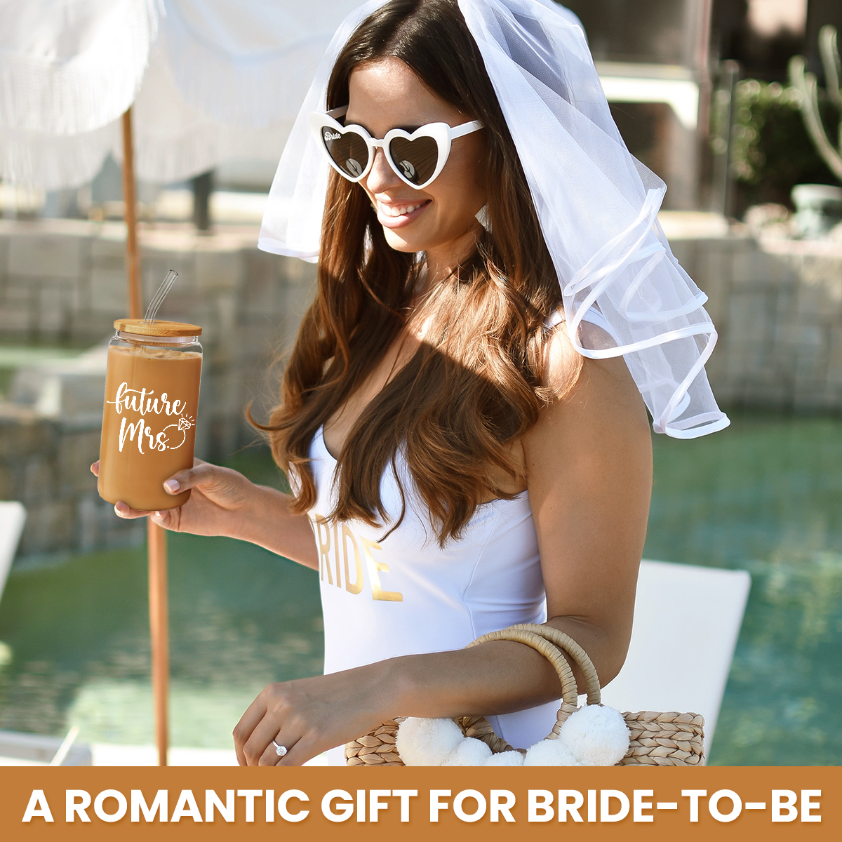 Bride GlassGlow | Glass Tumbler with Bamboo Lid 16oz