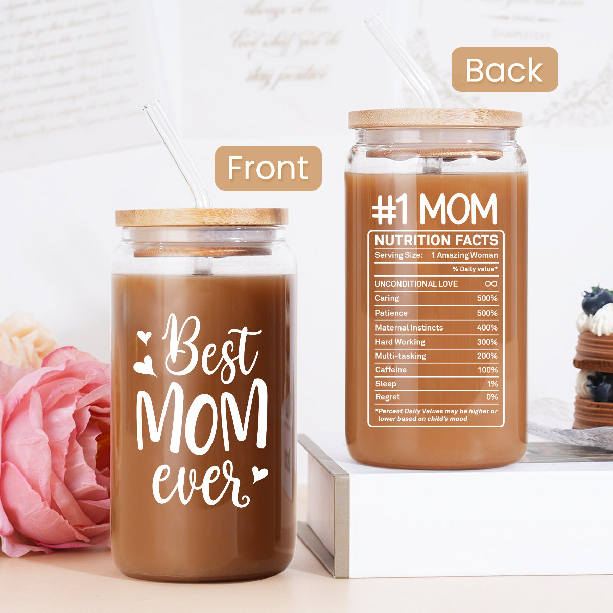 Best Mom Ever GlassGlow | Glass Tumbler with Bamboo Lid 16oz