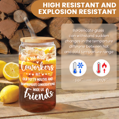 Coworker 16Oz Can Glass Coffee Cup - Funny Farewell Gifts for Coworkers Female Colleagues Friend