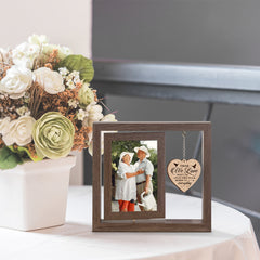 Memorial Photo Frame, Loss of Mom Dad Memorial Gift Keepsakes, 360-Degree Floating Rotating Wooden Picture Frames, Bereavement Presents, Sympathy Gifts for Family Friends