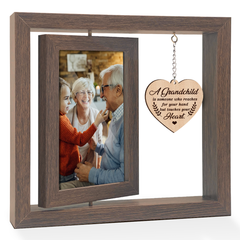 Grandparent Picture Frames, Grandparents 360-Degree Floating Rotating Photo Frame, Wooden Gifts for Grandma Grandpa from Granddaughter Grandson Grandkids, Gift for Christmas Birthday