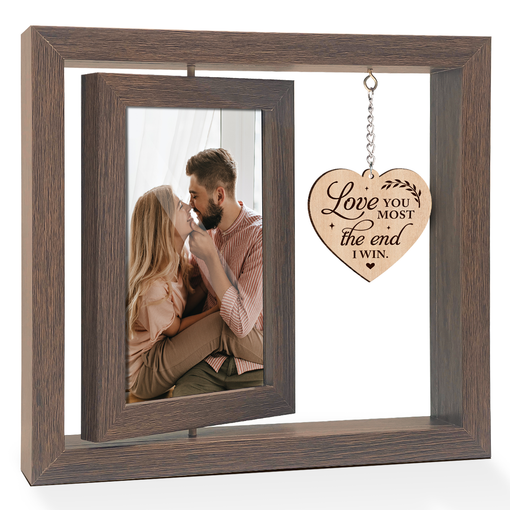 Couple Rotating Picture Frame for Couples, Wooden Photo Frames for Boyfriend Girlfriend Husband Wife, Gifts for Valentine's Day Anniversary