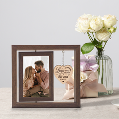 Couple Rotating Picture Frame for Couples, Wooden Photo Frames for Boyfriend Girlfriend Husband Wife, Gifts for Valentine's Day Anniversary