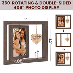 Rotating Photo Frame for Friend, Good Friends Are Like Stars Gifts for BFF, 360-Degree Floating Rotating Wooden Picture Frames for Besties, Long Distance Present