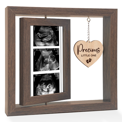 Baby Sonogram Photo Frame, 360-Degree Floating Rotating Picture Frames, Pregnancy Announcement Ultrasound Gifts for Expecting Dad Mom New Parents Grandparents