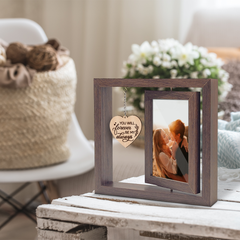 Couple Photo Frame, 360-Degree Floating Wooden Rotating Picture Frames for Boyfriend Girlfriend Husband Wife, Gifts for Couples Birthday Valentine's Day Anniversary