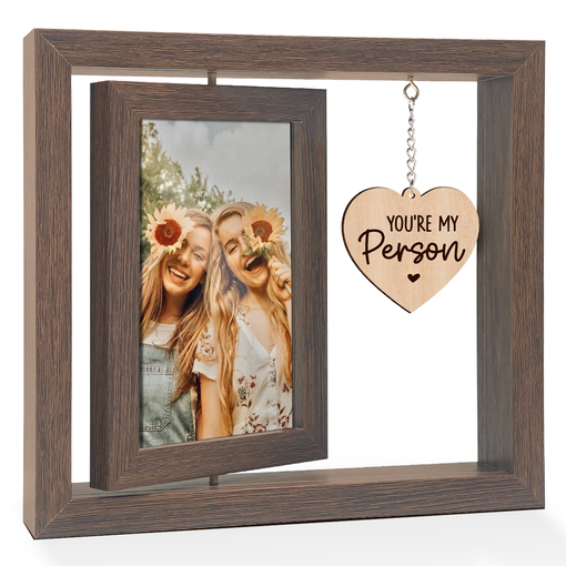 Friends Rotating Picture Frame, 360-Degree Floating Wooden Photo Frames for Besties, BFF Gifts for Long Distance Christmas Birthday