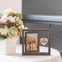 Friends Rotating Picture Frame, 360-Degree Floating Wooden Photo Frames for Besties, BFF Gifts for Long Distance Christmas Birthday