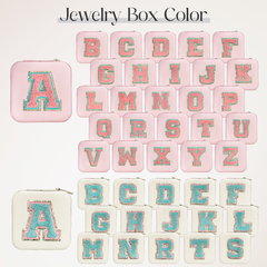 White Monogram Square Leather Travel Jewelry Case 4-Layer Sewing