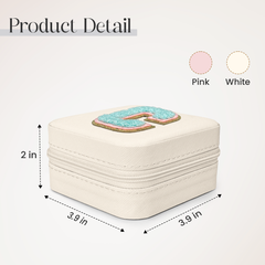Personalized Jewelry Box, White Travel Jewelry Box with Initial C, Small Monogrammed Jewelry Case Organizer for Girls Women Teen Kids, Mini Travel Essentials Gifts for Birthday Christmas