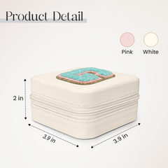 Personalized Jewelry Box, White Travel Jewelry Box with Initial G, Small Monogrammed Jewelry Case Organizer for Girls Women Teen Kids, Mini Travel Essentials Gifts for Birthday Christmas