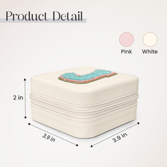 Personalized Jewelry Box, White Travel Jewelry Box with Initial J, Small Monogrammed Jewelry Case Organizer for Girls Women Teen Kids, Mini Travel Essentials Gifts for Birthday Christmas
