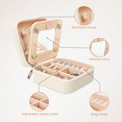 Personalized Jewelry Box, White Travel Jewelry Box with Initial N, Small Monogrammed Jewelry Case Organizer for Girls Women Teen Kids, Mini Travel Essentials Gifts for Birthday Christmas