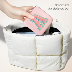 Personalized Jewelry Box, Pink Travel Jewelry Box with Initial A, Small Monogrammed Jewelry Case Organizer for Girls Women Teen Kids, Mini Travel Essentials Gifts for Birthday Christmas