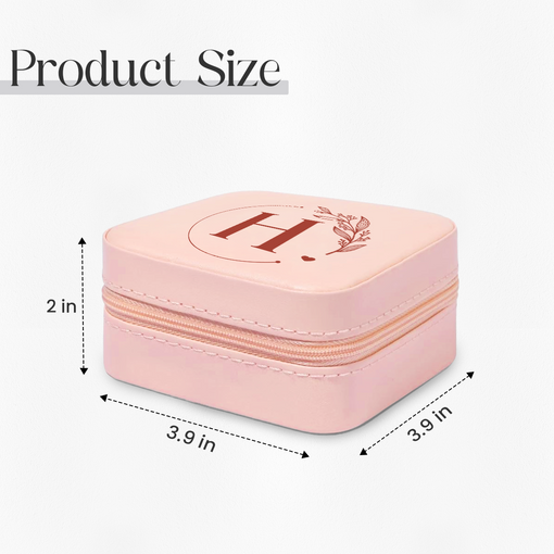 Personalized Jewelry Box, Pink Small Travel Jewelry Box with Initial H, Monogrammed Jewelry Case Organizer for Girls Women Teen, Mini Travel Essentials Gifts for Christmas Birthday