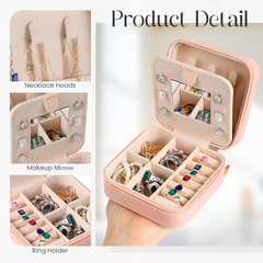 Personalized Jewelry Box, Pink Small Travel Jewelry Box with Initial M, Monogrammed Jewelry Case Organizer for Girls Women Teen, Mini Travel Essentials Gifts for Christmas Birthday