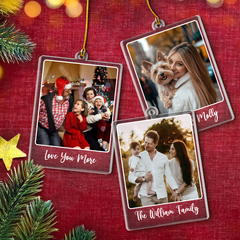 Personalized Family Name Photo Ornament - Customized Photo Shaped Acrylic Ornaments, Custom Ornaments, Birthday Gift for Family Members, Xmas Gift