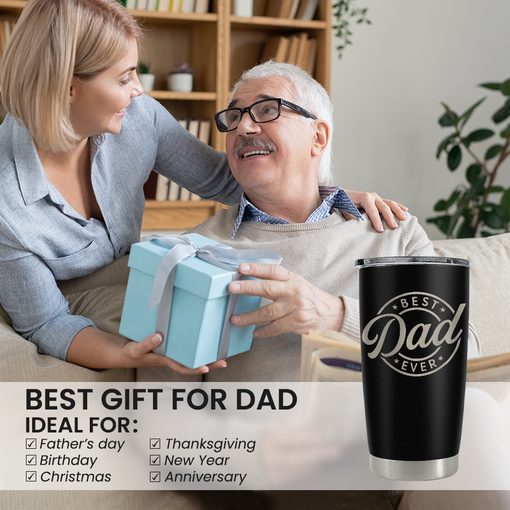 Best Dad Ever Tumbler with Lid - 20oz Insulated Stainless Steel Cup- Coffee Mug for Sport Travel Office, Gift for FatherÃ¢â‚¬â„¢s Day Birthday