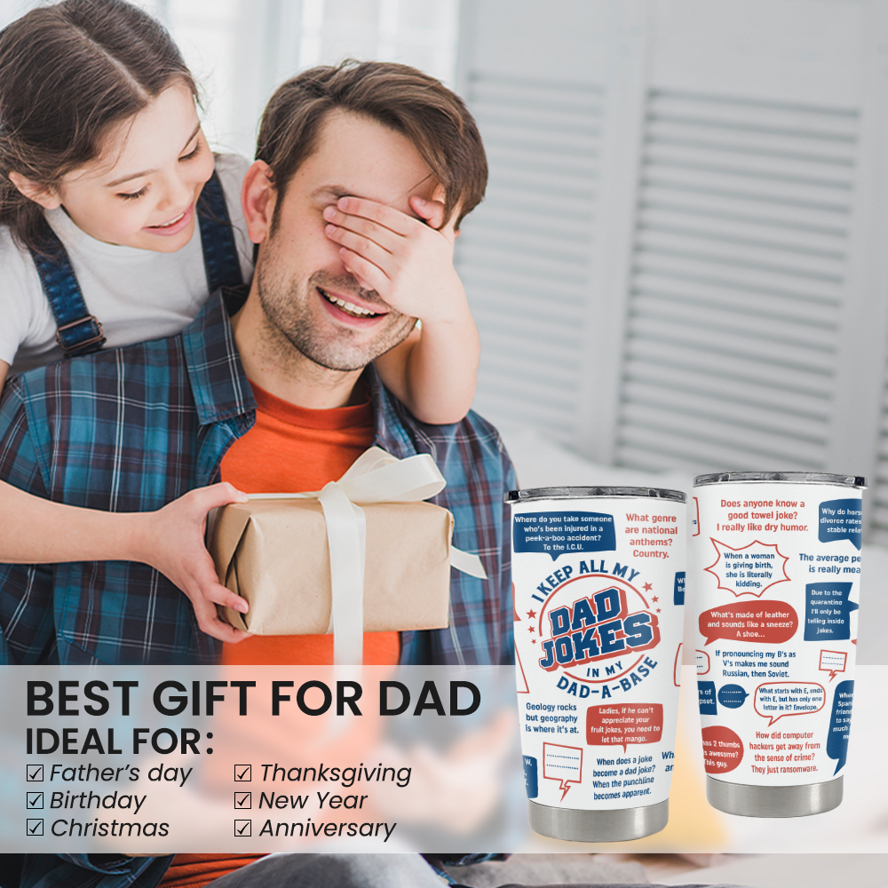 White Dad Jokes Stainless Steel Curved Tumbler 20oz