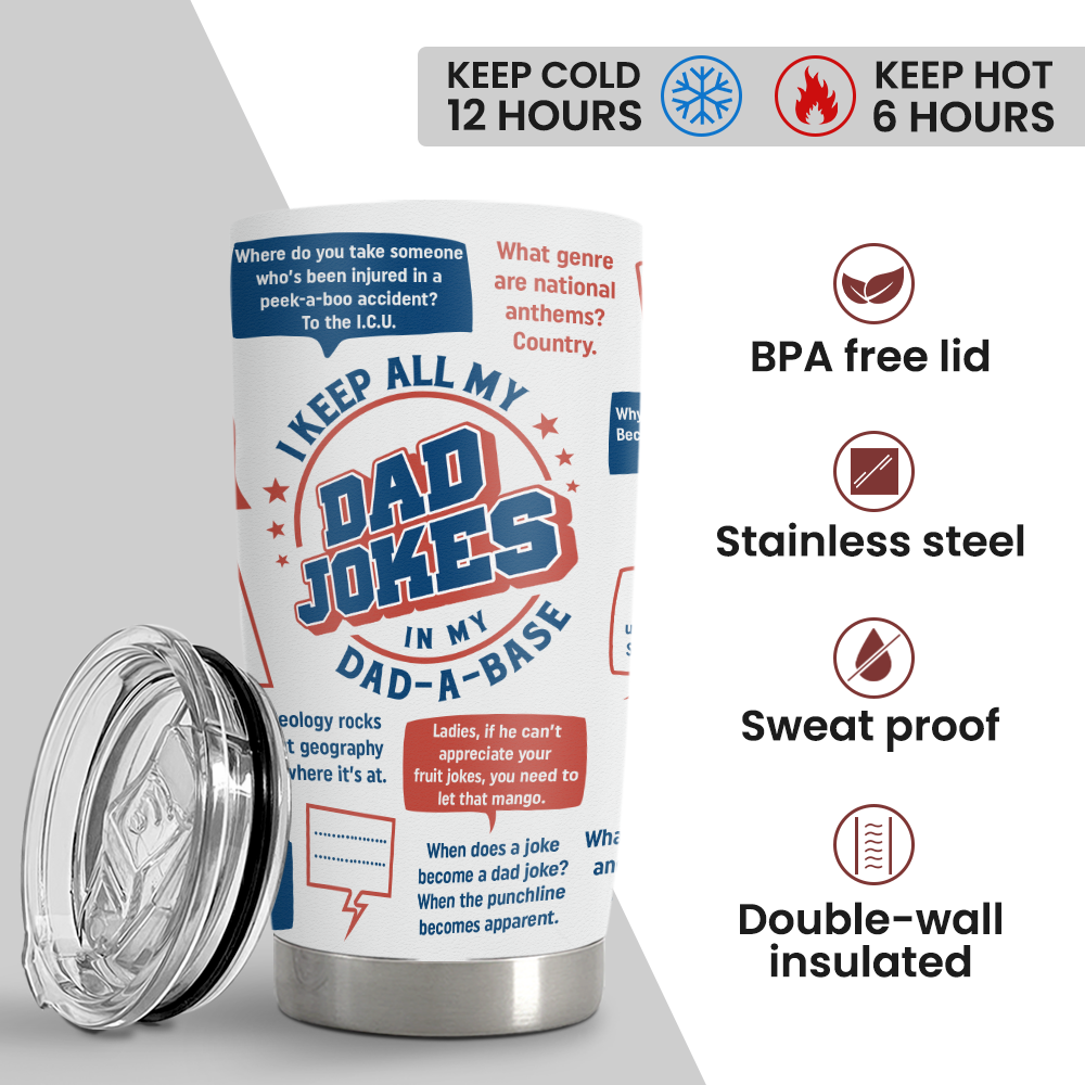 White Dad Jokes Stainless Steel Curved Tumbler 20oz