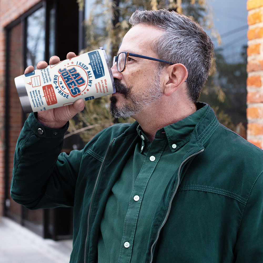 White Dad Jokes Stainless Steel Curved Tumbler 20oz