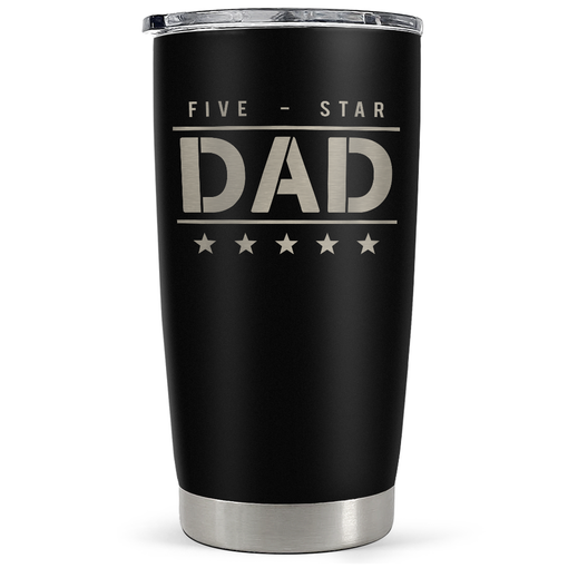 Five-star Dad Tumbler with Lid - Best Dad 20oz Insulated Stainless Steel Mug - Coffee Cup for Travel Sport Outdoor Activities Office, Gift for Birthday Father's Day