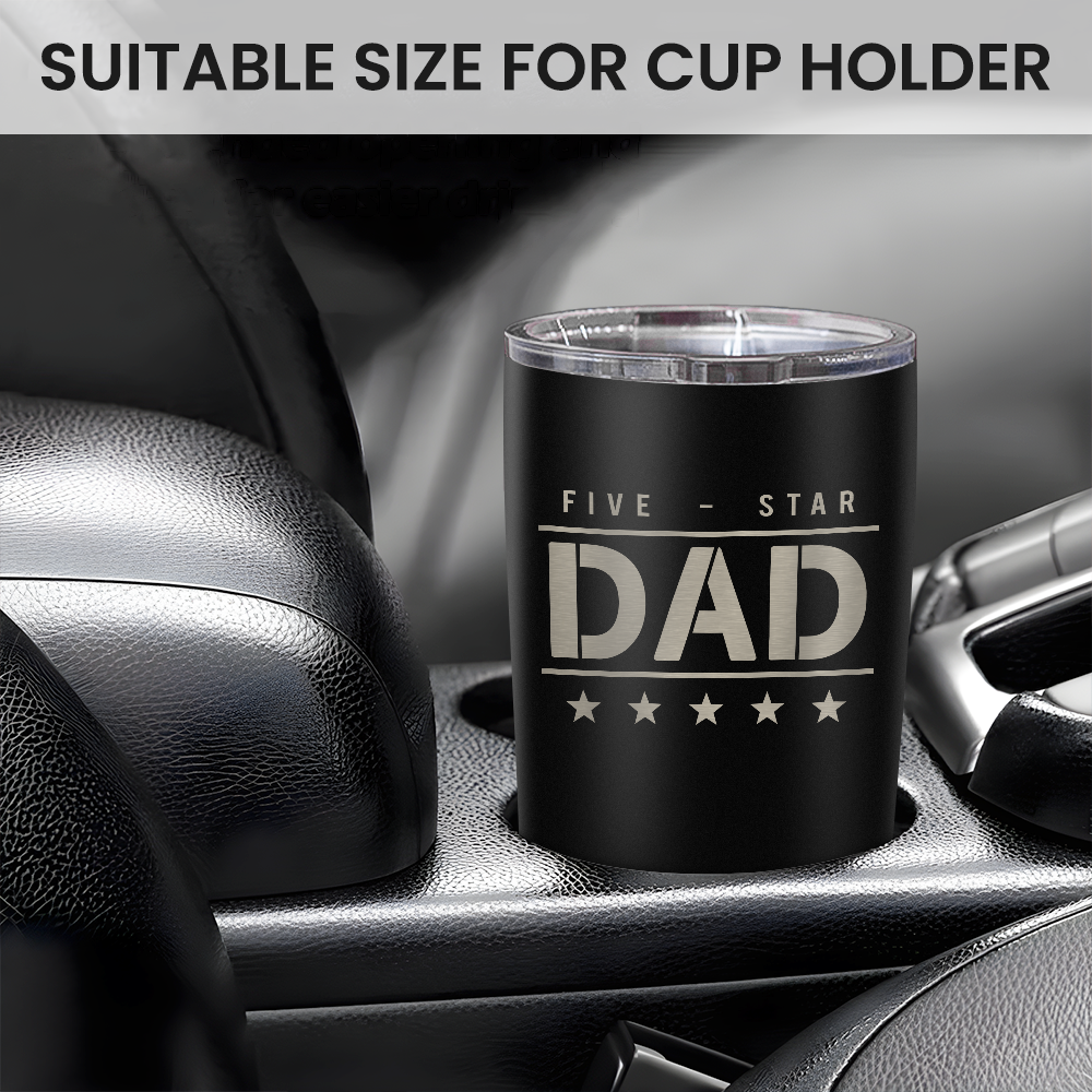 Five-star Dad Tumbler with Lid - Best Dad 20oz Insulated Stainless Steel Mug - Coffee Cup for Travel Sport Outdoor Activities Office, Gift for Birthday Father's Day