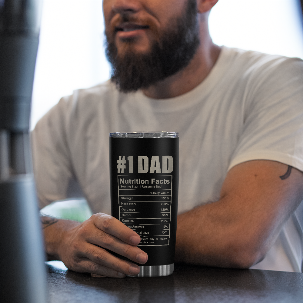 Best Dad Ever Tumbler with Lid - Dad Nutrition Facts 20oz Insulated Stainless Steel Mug - Coffee Mug for Travel Outdoor Sport Office, Gift for Father's Day, Birthday