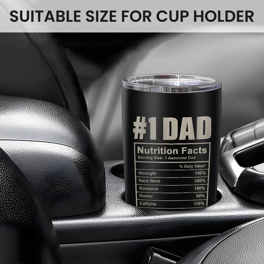 Best Dad Ever Tumbler with Lid - Dad Nutrition Facts 20oz Insulated Stainless Steel Mug - Coffee Mug for Travel Outdoor Sport Office, Gift for Father's Day, Birthday