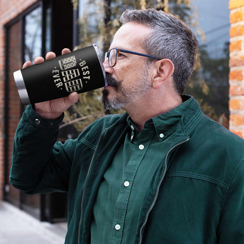 Best Dad Ever Tumbler with Lid - Dad Nutrition Facts 20oz Insulated Stainless Steel Mug - Coffee Mug for Travel Outdoor Sport Office, Gift for Father's Day, Birthday