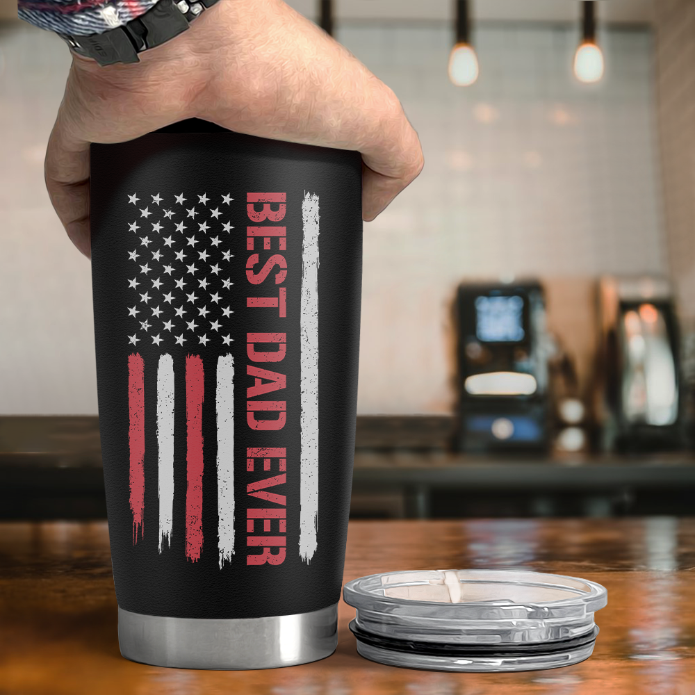 Dad Gifts, Best Dad Ever 20oz Insulated Tumbler with Lid Double-wall Insulated Stainless Steel Mug - Coffee Cup for Outdoor Travel Sport Office, Gift for Birthday Father’s Day