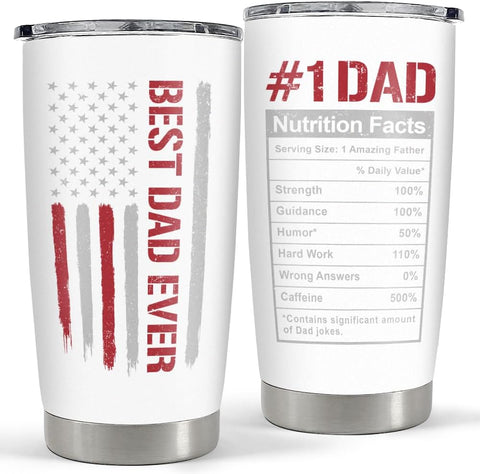 Best Dad Ever 20oz Insulated Tumbler with Lid for Father - Double-wall Insulated Stainless Steel Mug - Coffee Cup for Outdoor Travel Sport Office, Gift for Birthday Father's Day