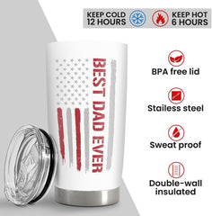Best Dad Ever 20oz Insulated Tumbler with Lid for Father - Double-wall Insulated Stainless Steel Mug - Coffee Cup for Outdoor Travel Sport Office, Gift for Birthday Father's Day