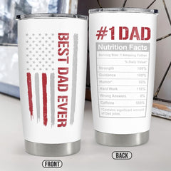 Best Dad Ever 20oz Insulated Tumbler with Lid for Father - Double-wall Insulated Stainless Steel Mug - Coffee Cup for Outdoor Travel Sport Office, Gift for Birthday Father's Day
