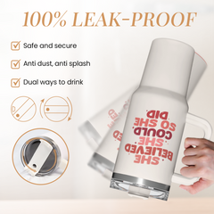 Graduation Gifts for Women She Believed She Could So She Did Tumbler 40oz Stainless Steel Insulated with Handle and Straw, New Job, Going Away, Inspirational Gifts for Her