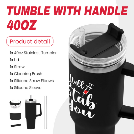 Nurse Gifts I Will Stab You Tumbler with Handle 40oz Stainless Steel Insulated Coffe Cup Funny Nurse Week Gifts, Nursing School Graduation, Appreciation Gifts for RN Nurses