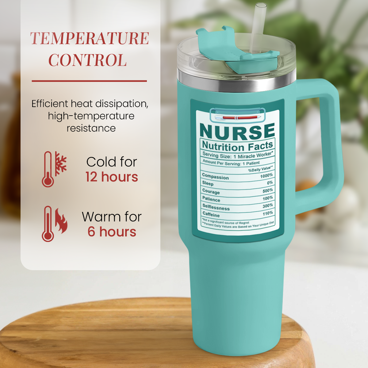 Mint Nurse Quencher Tumbler with Handle 40oz