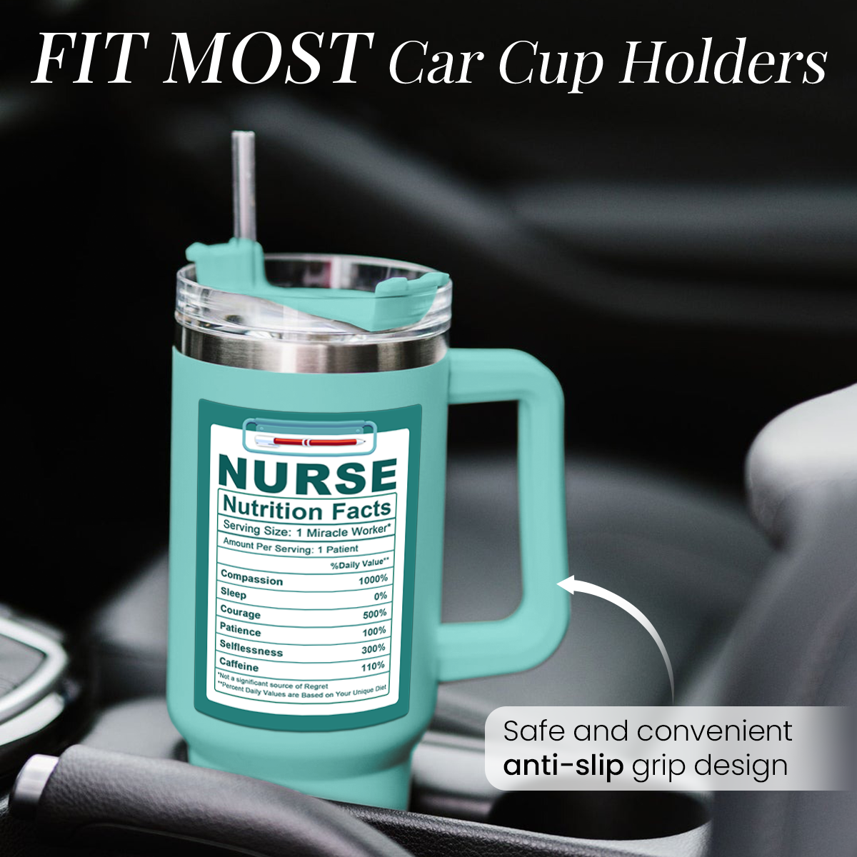 Mint Nurse Quencher Tumbler with Handle 40oz