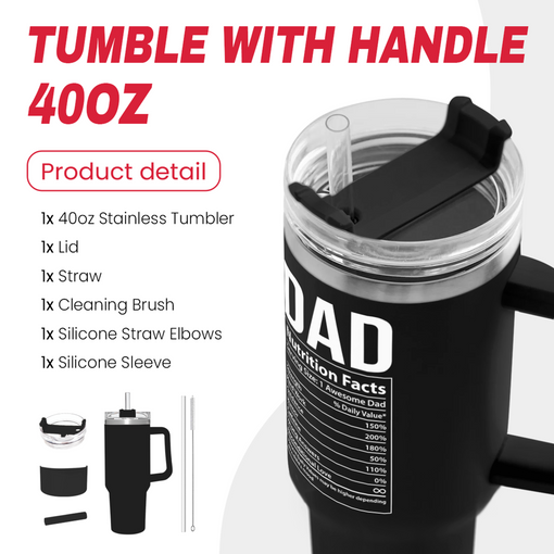 Dad Gifts for Dad from Daughter Son Best Dad Ever Tumbler with Handle 40oz Stainless Steel Insulated - Coffee Tumbler for Dad Father's Day Birthday Christmas Cup Gift Set with Lid & Straw