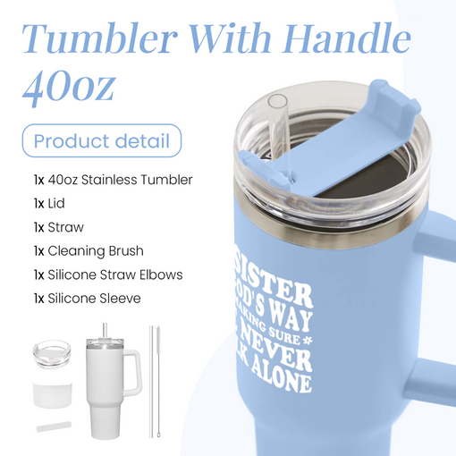 Sisters Gifts from Sister - Tumbler 40oz Stainless Steel Insulated with Handle and Straw Christmas Birthday Friendship Gifts for Soul Sister BFF Bestie Best Friends